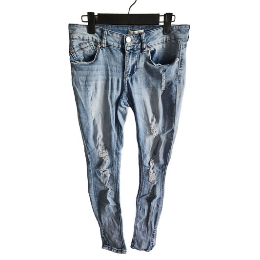 Indigo Rein Juniors Sz 5 Anklet Skinny Blue Jeans Light Wash Distressed
