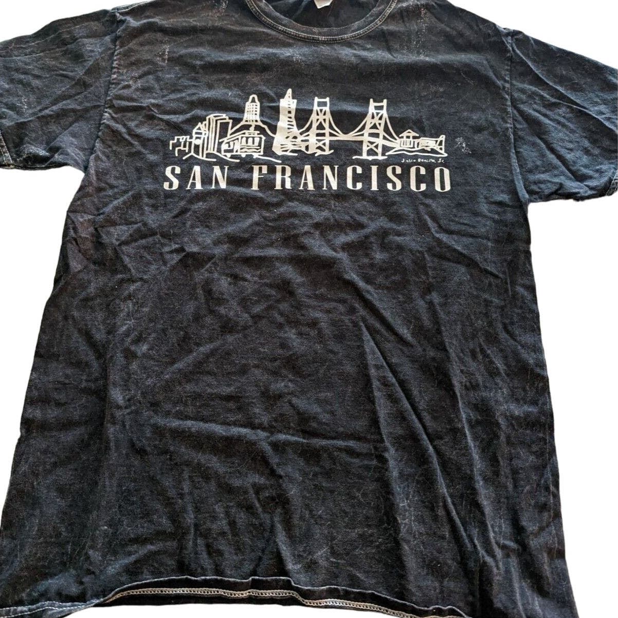 Vintage Mens Sz M san Francisco Stonewash Crewneck T Shirt Black