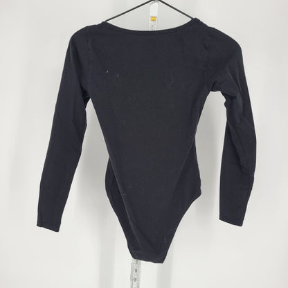 Jelyspet Womens Sz S Long Sleeve Square NEck Bodysuit Solid Black