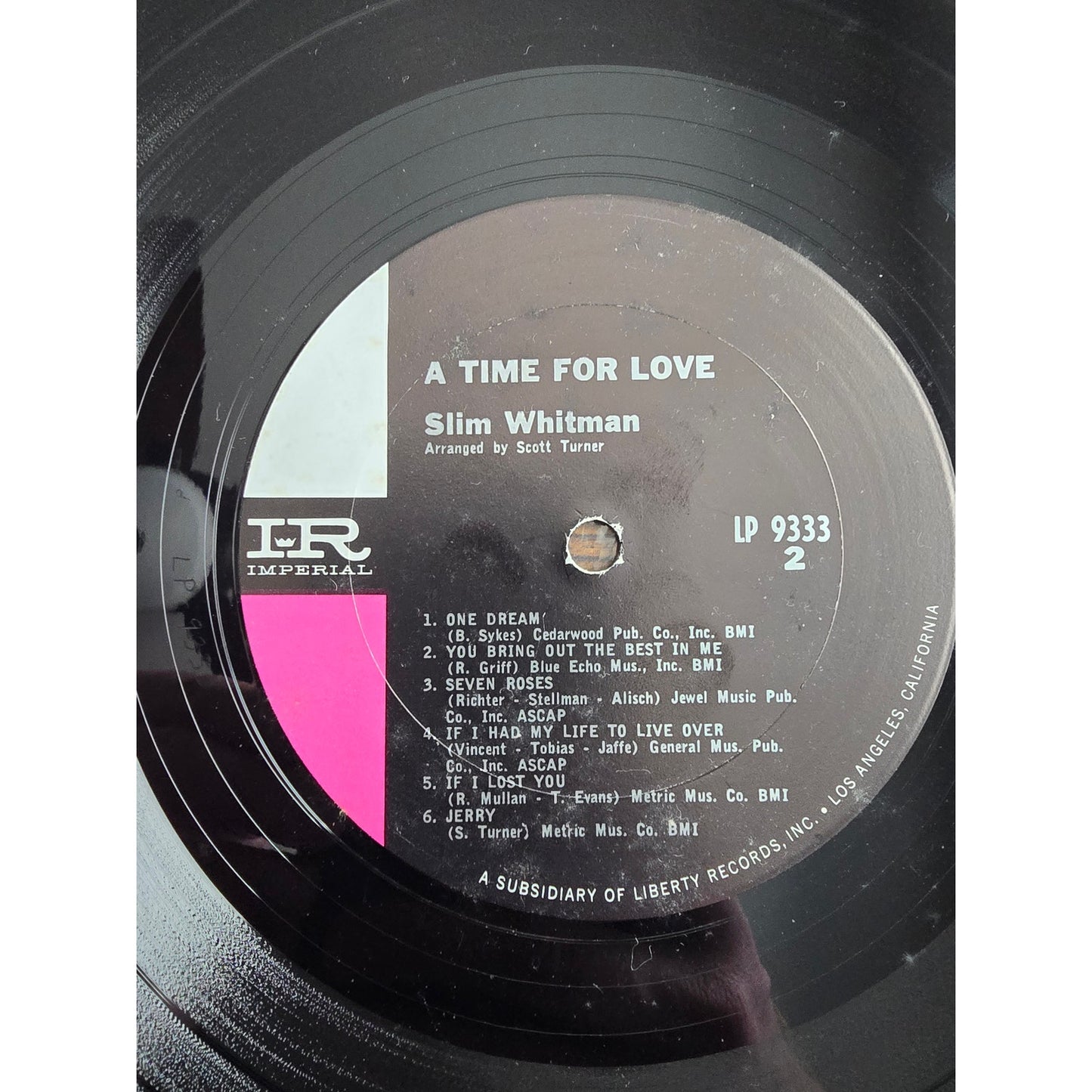 Vintage Slim Whitman arranged by Scott Turner  A Time For Love Imperial LP 9333
