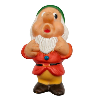 Vintage Snow White and the 7 Dwarfs Rubber Plastic 5" Figure SNEEZY