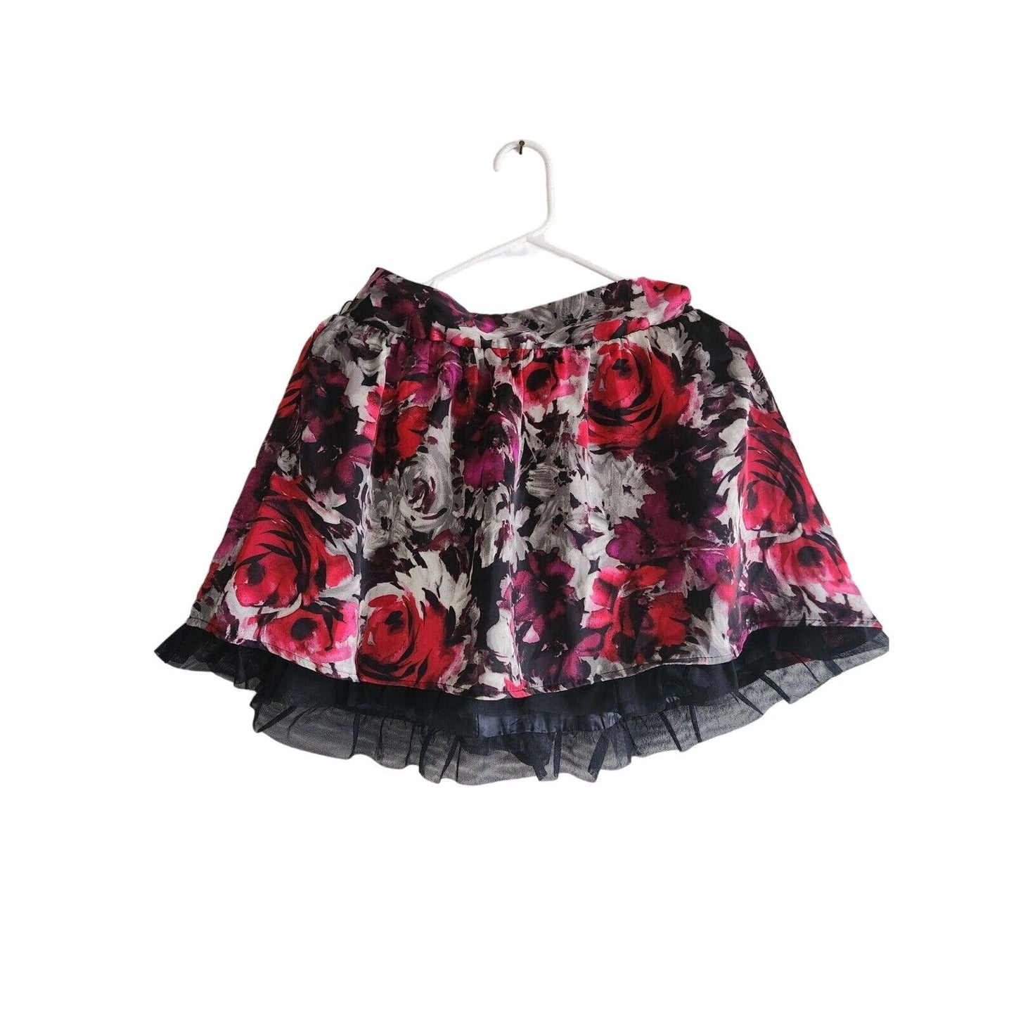 Candies Juniors Sz M Mini Skirt Black Red Tulle Hem Y2K