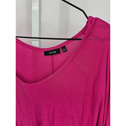 Apt 9 Womens Sz XL 3/4 Sleeve Slouchy V Neck Blouse Bright Pink