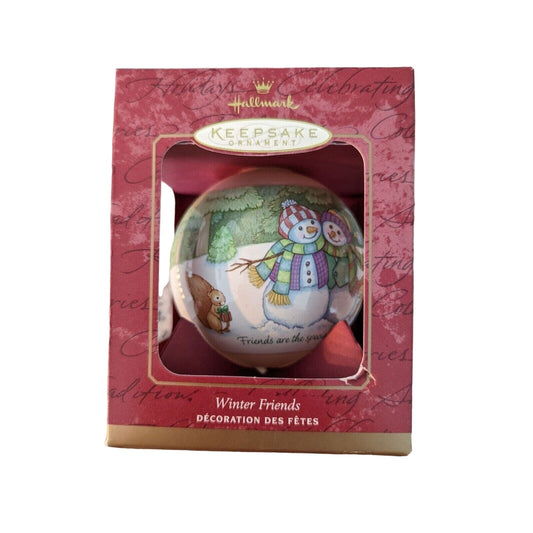 Vintage Hallmark Keepsake Ornament Winter Friends Snow Scene Ball