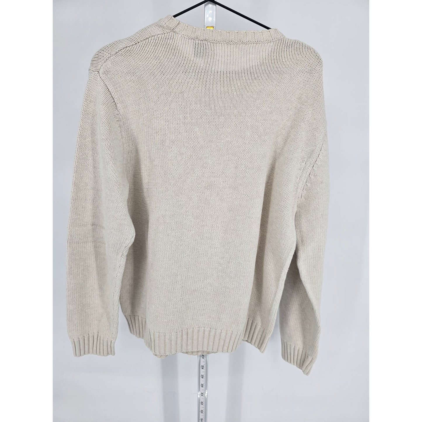 Chaps Mens Sz M 100% Cotton Crew Neck Sweater Ivory Thick Knit