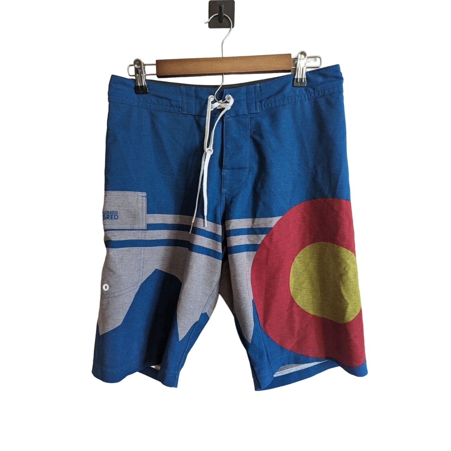 Colorado Bred Mens Sz 30 Board Shorts Swim Trunks Colorado Flag