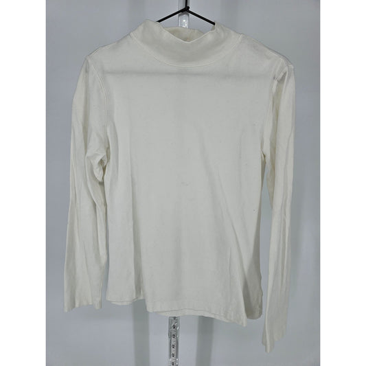 Croft & Barrow Womens Sz M Long Sleeve Mock Turtleneck T Shirt White