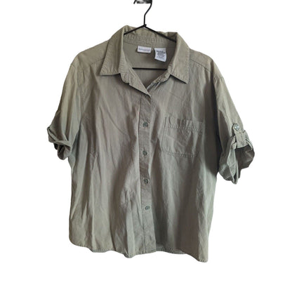 Vintage White Stag Sz XL Short Sleeve Button Down Shirt Olive Tab Sleeve