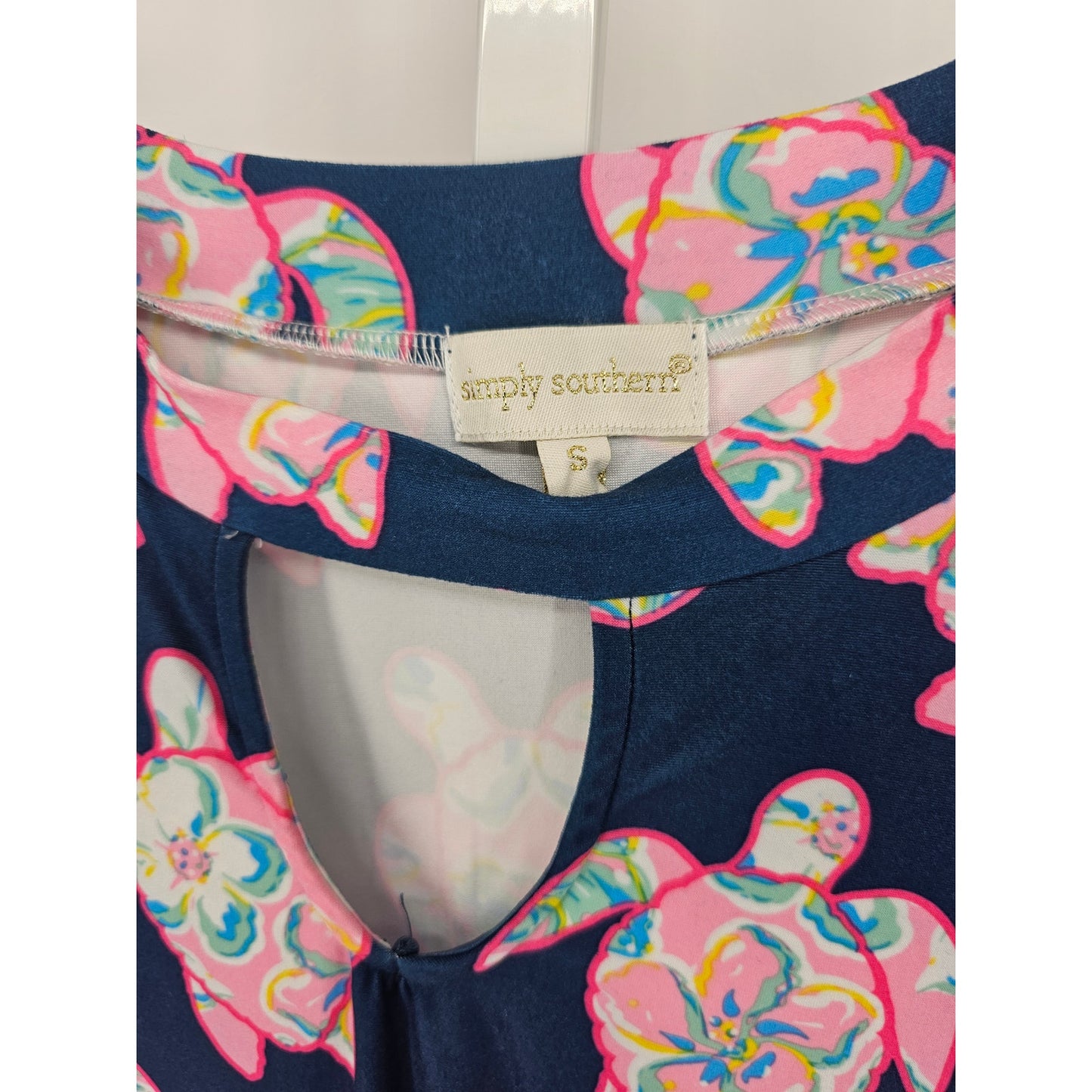 Simply Southern Womens Sz M Long Sleeve Knee Length Dress Turtle Print