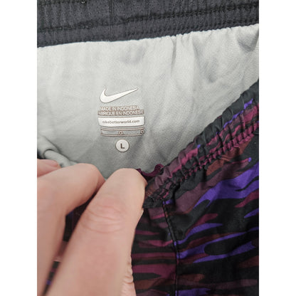 Nike Womens Sz L Lined Running Athletic Shorts Purple Print