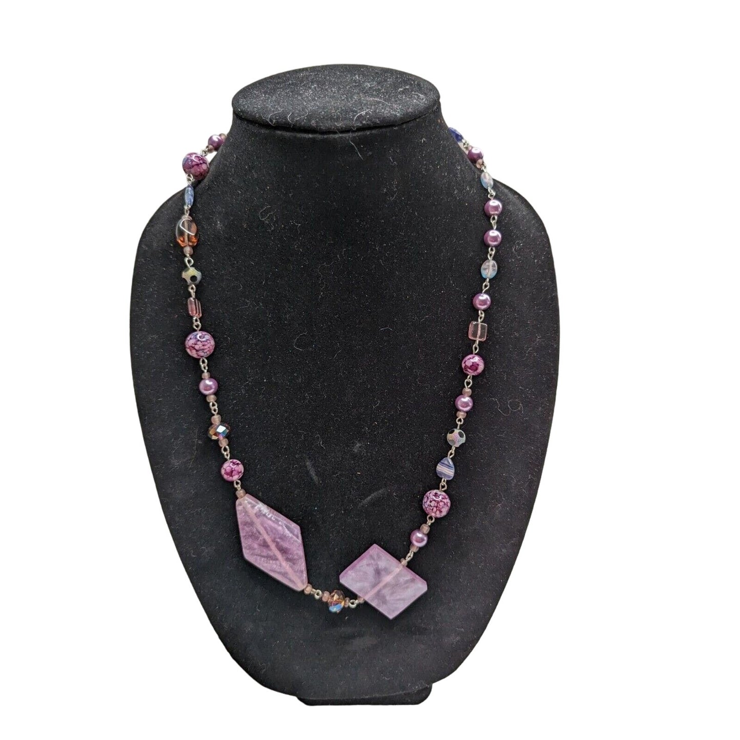 Vintage Purple Glass Beaded Single Strand Necklace