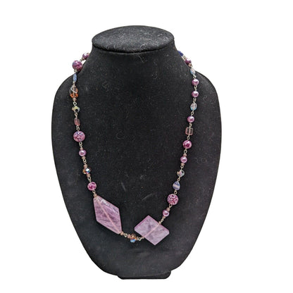 Vintage Purple Glass Beaded Single Strand Necklace