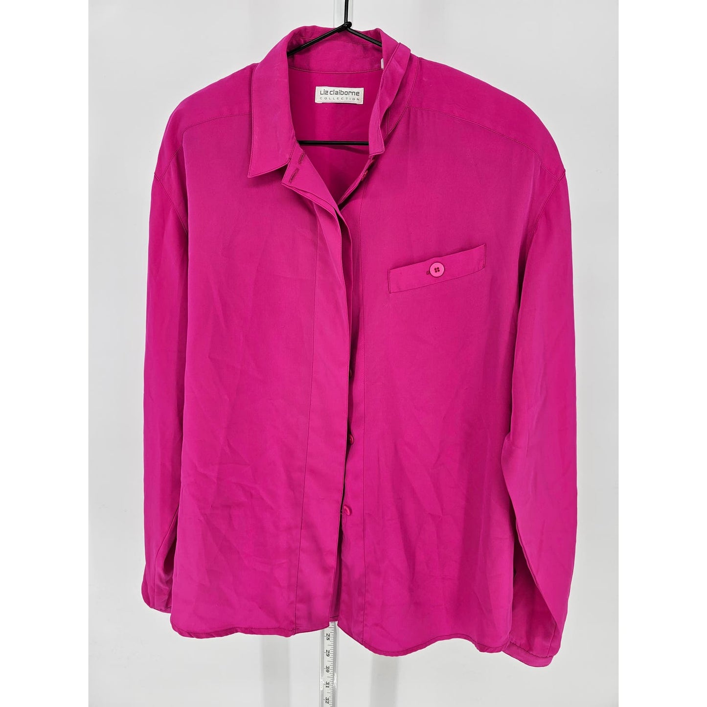 Liz Claiborne Womens Sz 10 Long Sleeve Button Up Dress Shirt Bright Pink