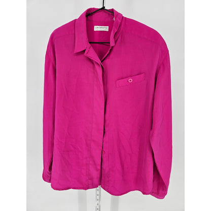 Liz Claiborne Womens Sz 10 Long Sleeve Button Up Dress Shirt Bright Pink