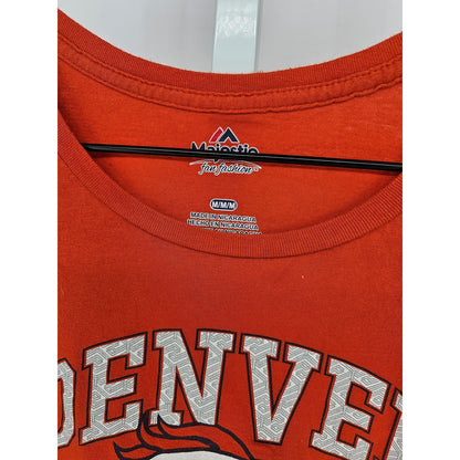 Denver Broncos Womens Sz M Short Sleeve T Shirt by Majestic NFL Football Orange