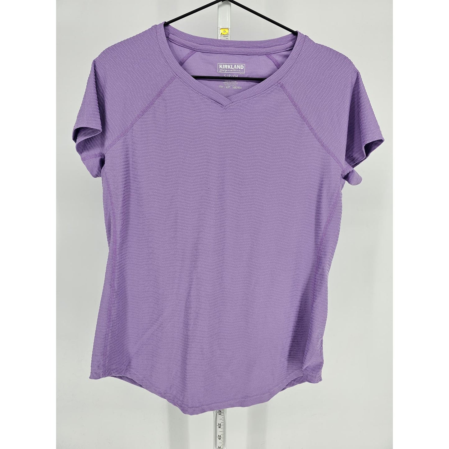 Kirkland Womens Sz S Short Sleeve V Neck Athletic T Shirt Lavender Purple