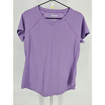 Kirkland Womens Sz S Short Sleeve V Neck Athletic T Shirt Lavender Purple