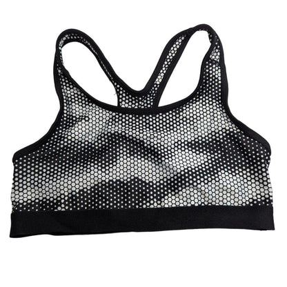 Danskin Now Womens Sz S Sports Bra Black White Geometric Print