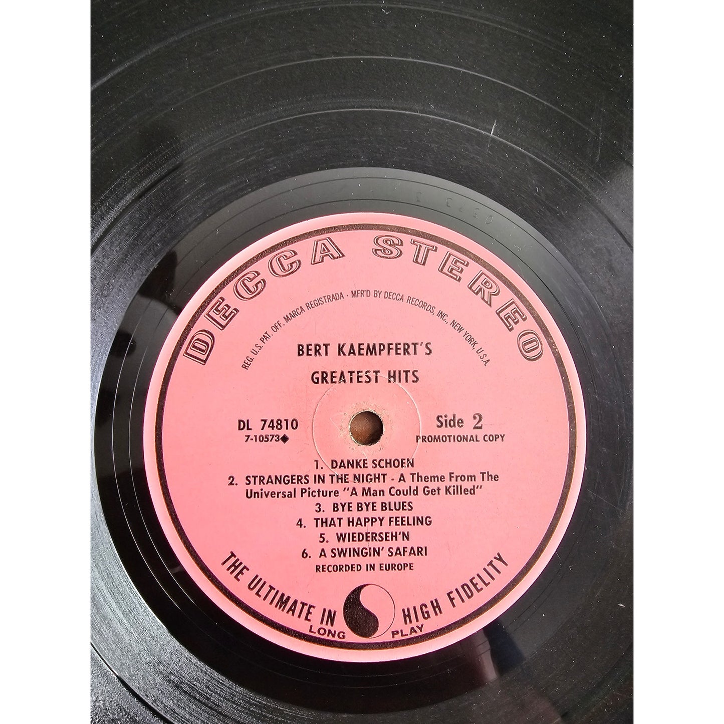 Vintage Bert Kaempfert's and his Orchestra Greatest Hits Decca Stereo DL 74810