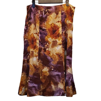 Vintage 1990s Jones Wear Womens Sz 12 Brown Floral Midi Length Skirt