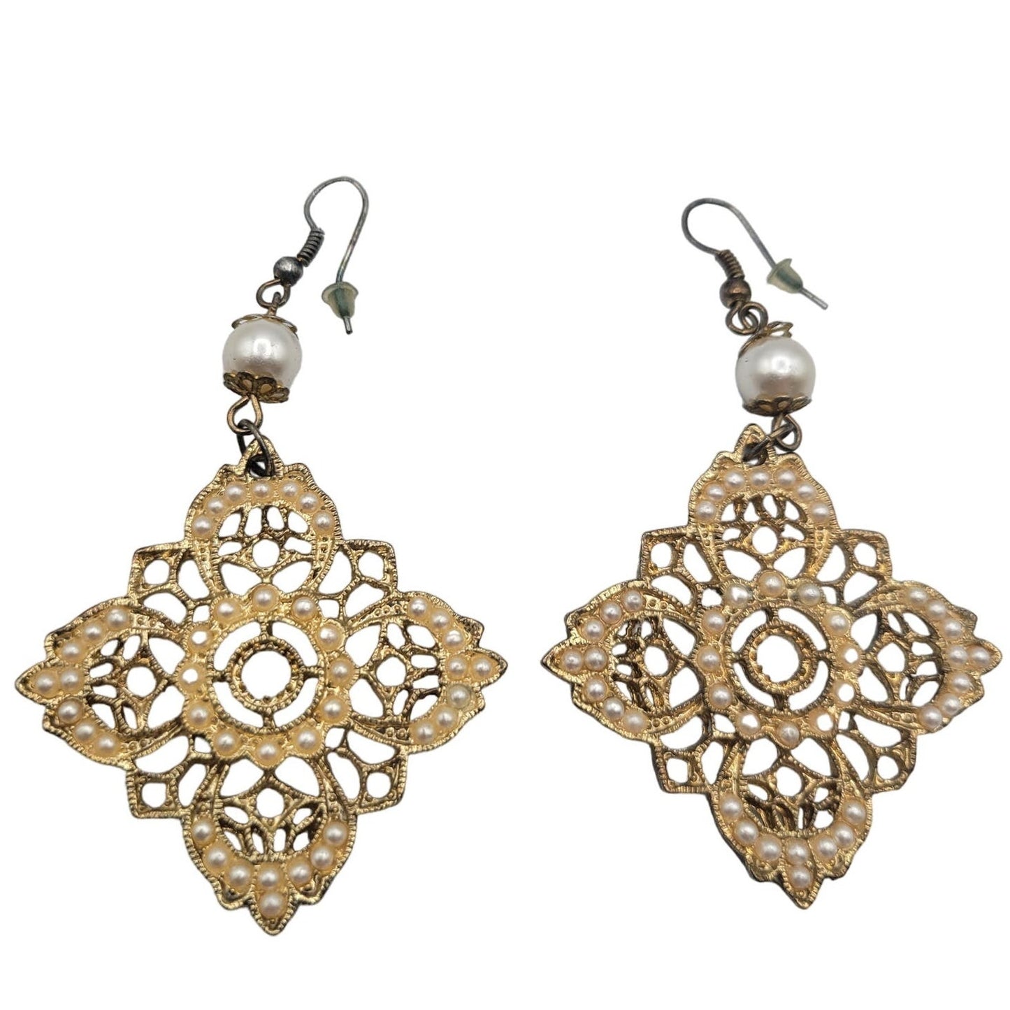 Vintage BARCS Silver TONE Amber Orange Glass CABOCHON Clip ON Earrings