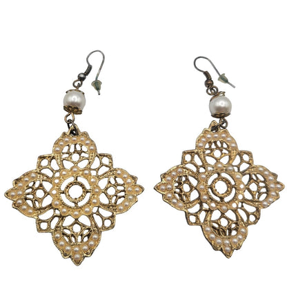 Vintage BARCS Silver TONE Amber Orange Glass CABOCHON Clip ON Earrings