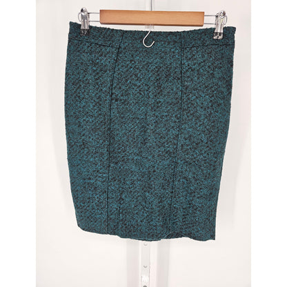 Banana Republic Womens Sz 0 Blue Black Textured Flannel Pencil Skirt NEW