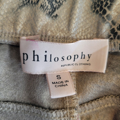 Philosophy Womens Sz S Pull On Leggings Brown Snakeskin Print