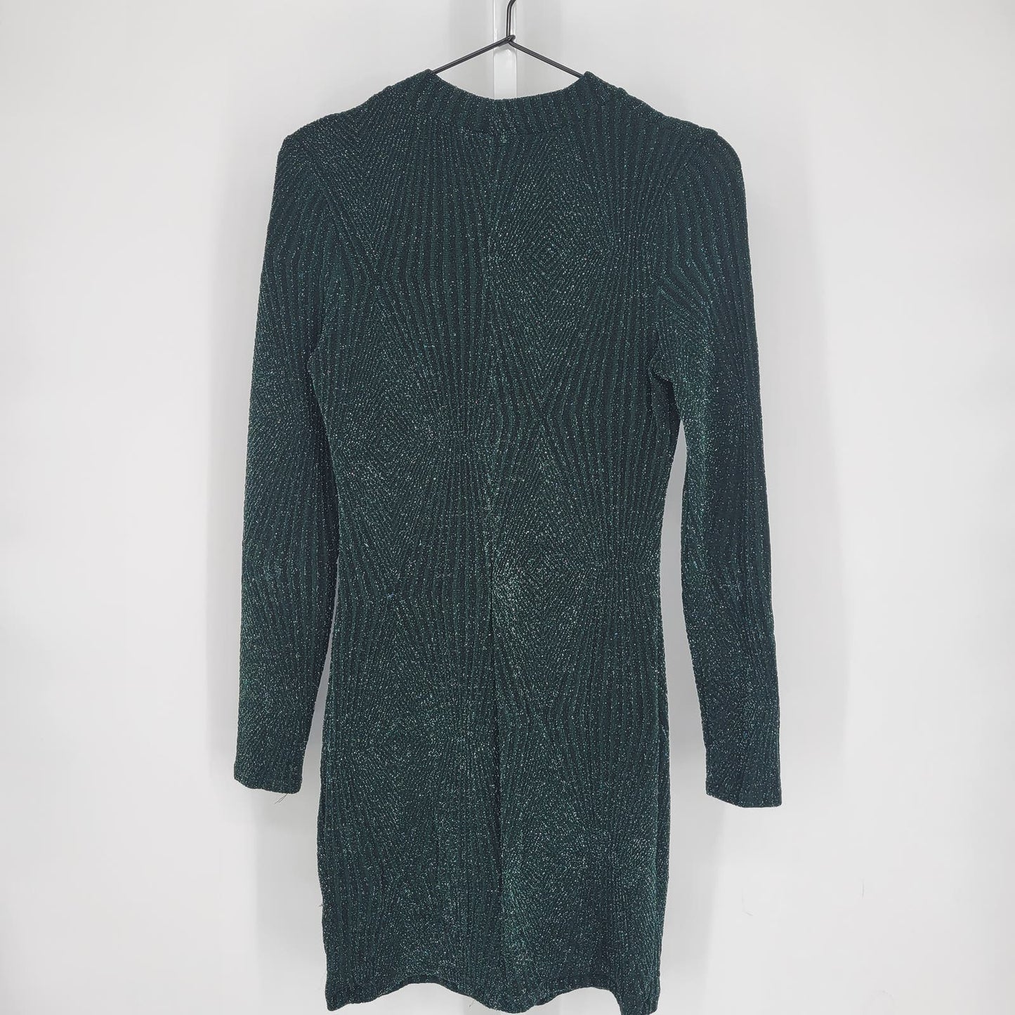 Xtraordinary Womens Sz M Long Sleeve Sweater Dress Emerald Green Metallic Weave