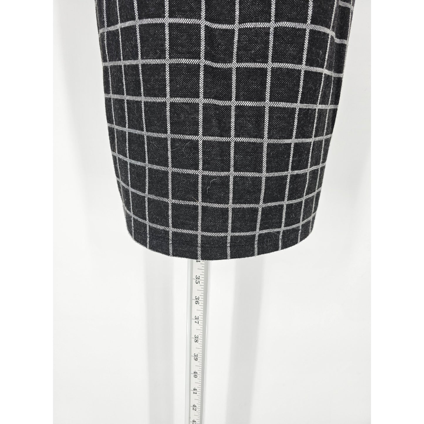 Rue 21 Womens Sz XS Knee Length Fitted Dress Black White Windowpane Plaid