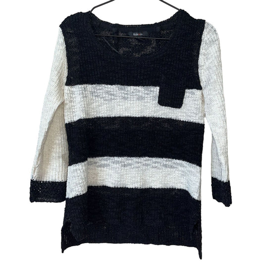 Style & Co Womens Sz S Black and White Striped Sweater