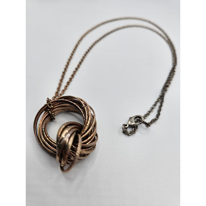 Vintage 1980s Pendant Style Necklace Gold Tone Wrapped Metal