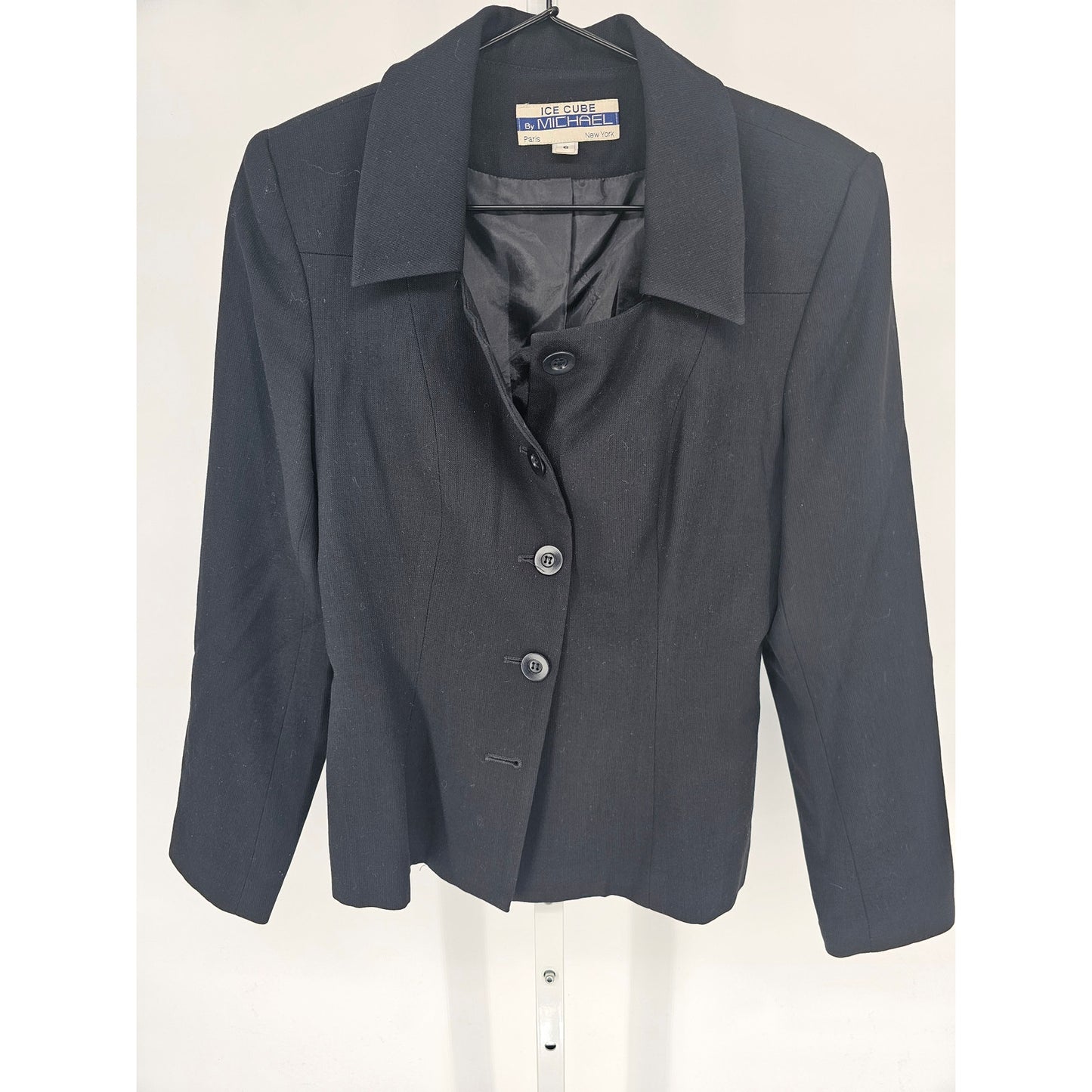 Vintage Ice Cube by Michael Womens Sz 6 Black Button Up Blazer Jacket