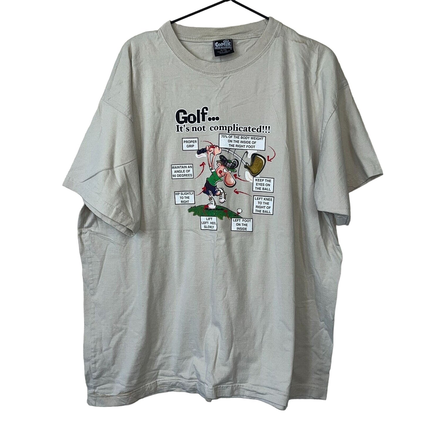 Comik Design Mens Sz XL T Shirt Vintage Y2K 2000s Funny Golf Golfer