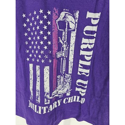 Womens Sz XXL Short Sleeve T Shirt Purple Up Military Child Port & Company