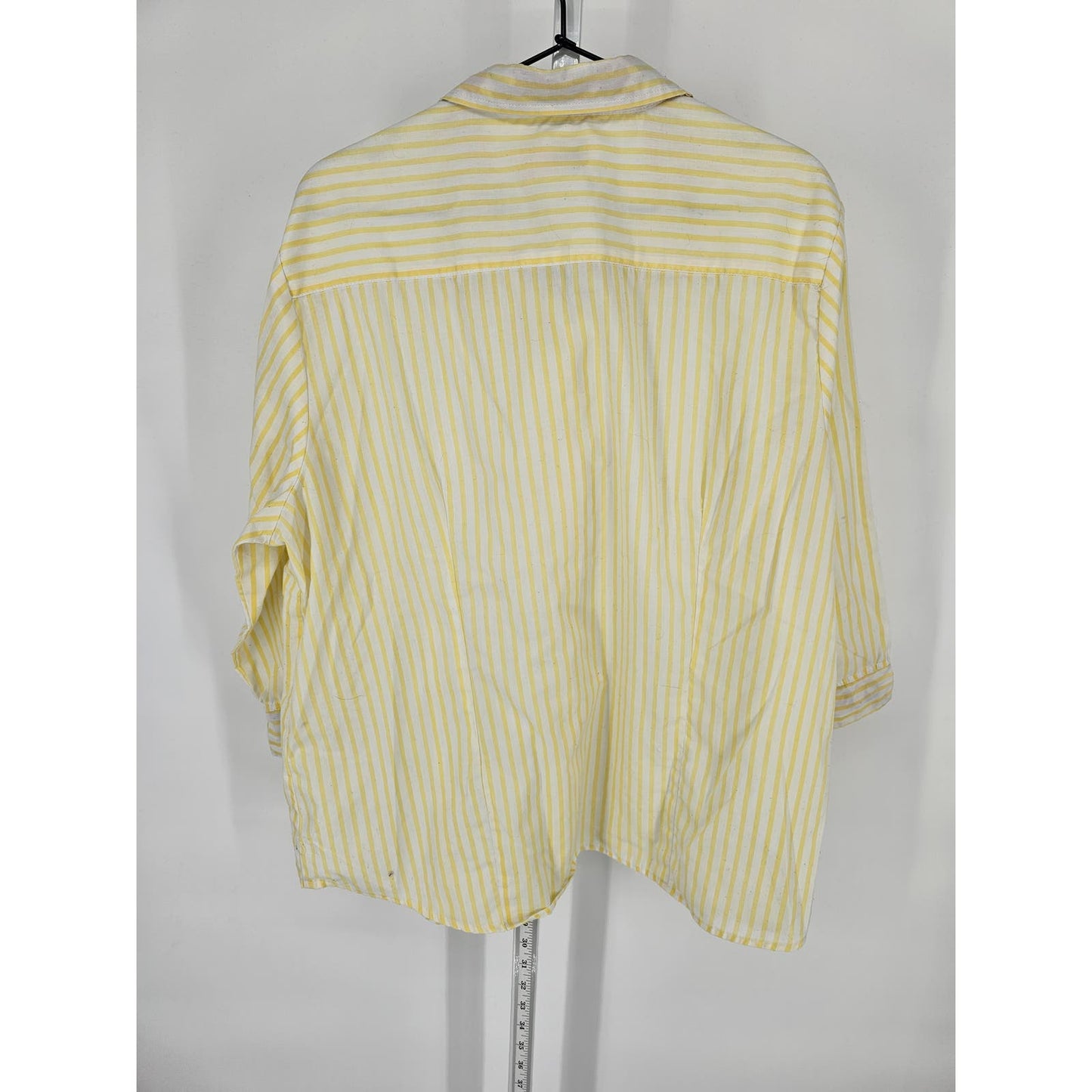 American Sweetheart Haband Womens Sz L Button Up Blouse Yellow White Striped