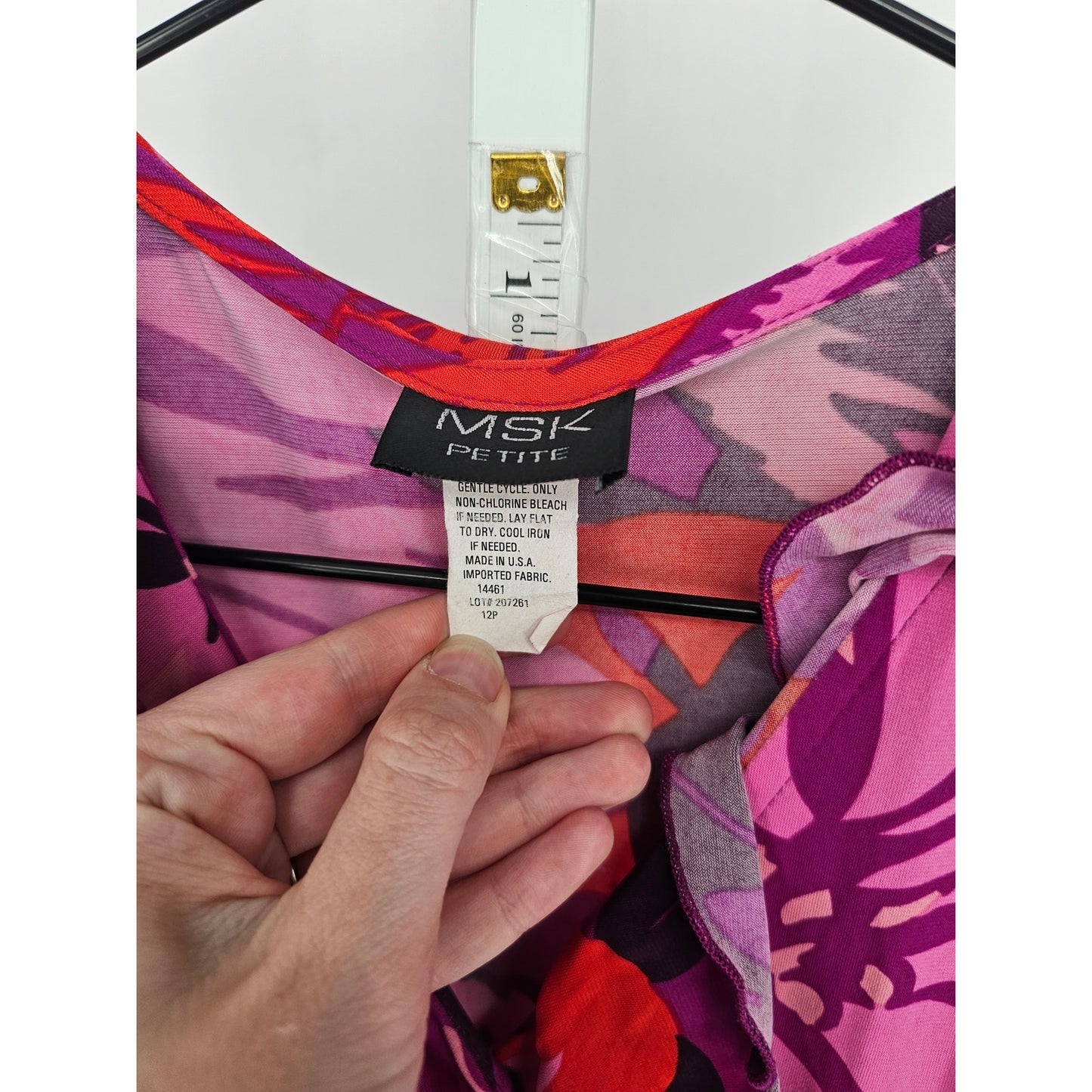 MSK Petites Womens Sz 12P Midi Length Short Sleeve Dress Purple Floral