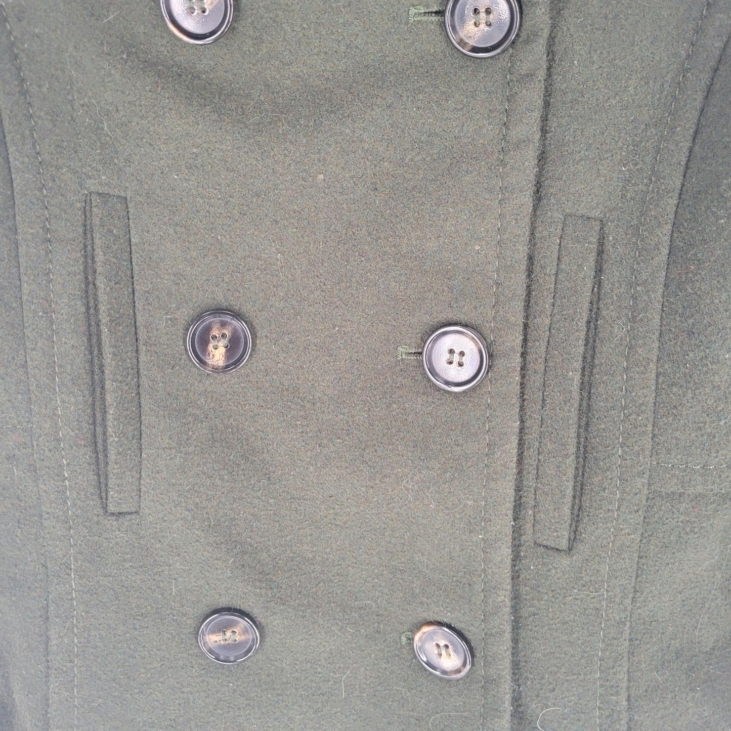 Thread & Supply Womens Sz XS Hip Length Double Breasted Coat Olive Green Wool