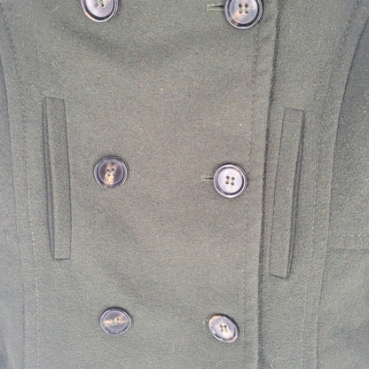 Thread & Supply Womens Sz XS Hip Length Double Breasted Coat Olive Green Wool