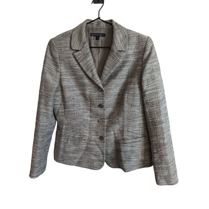 Lafayette 148 Womens Sz 3 Suit Jacket Blazer Taupe Gray Tweed 3 Button