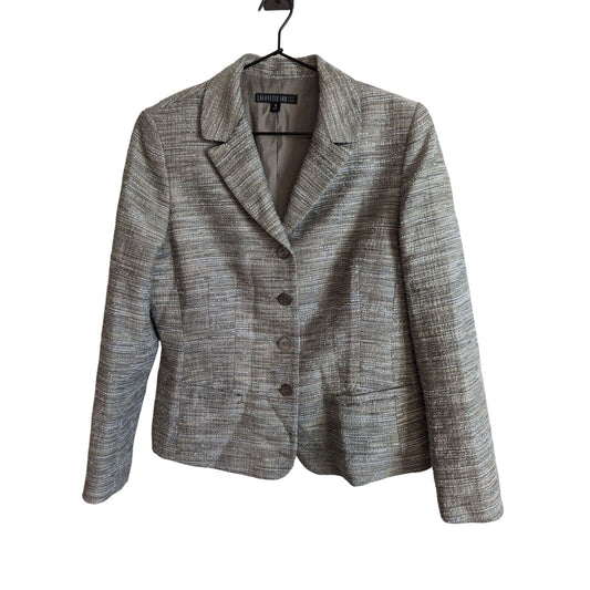 Lafayette 148 Womens Sz 3 Suit Jacket Blazer Taupe Gray Tweed 3 Button