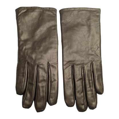 Vintage 1960s Womens Sz XS Leather Gloves Lined Bronze Brown Formal