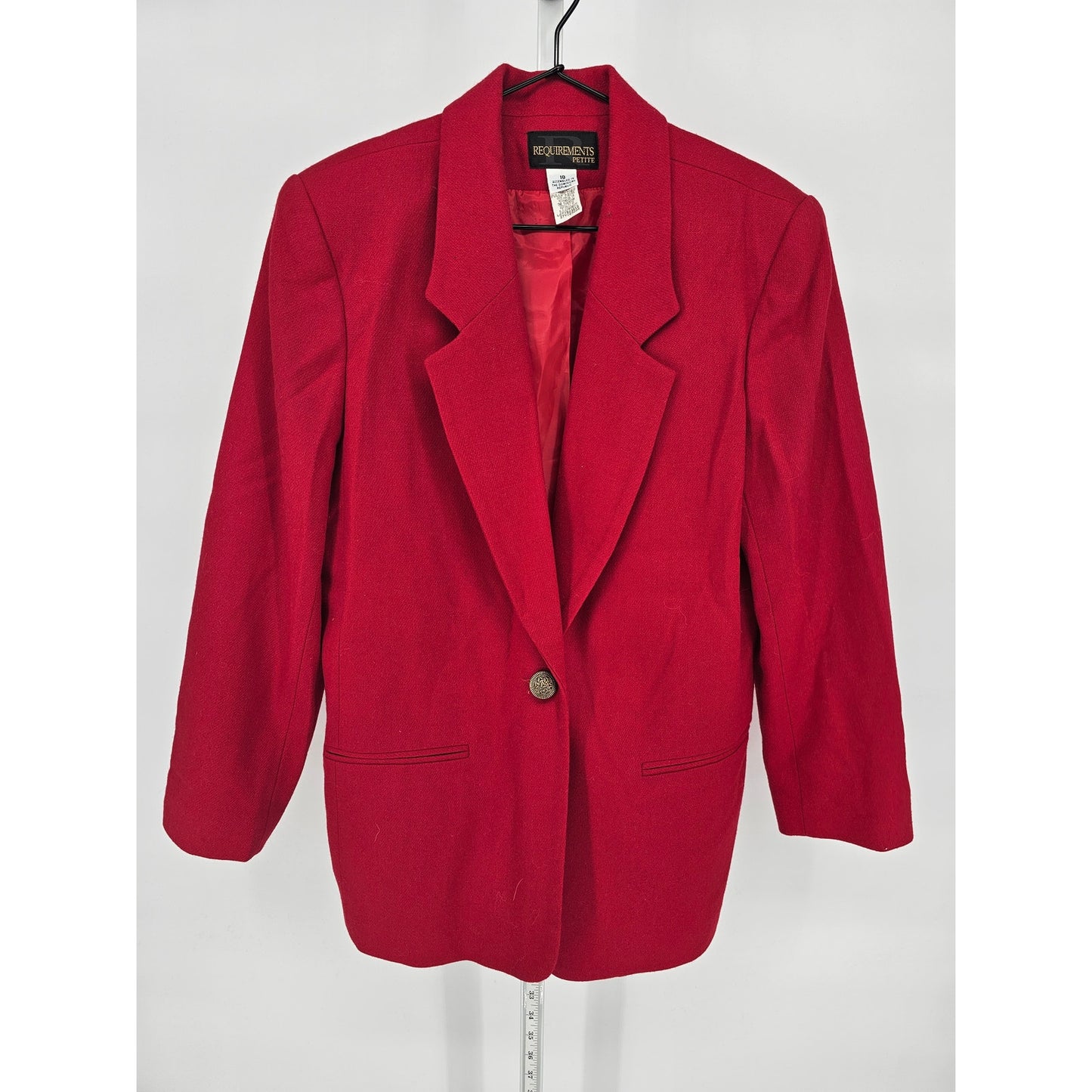 Vintage 1990s Requirements Petites Womens Sz 10P Single Button Blazer Cherry Red