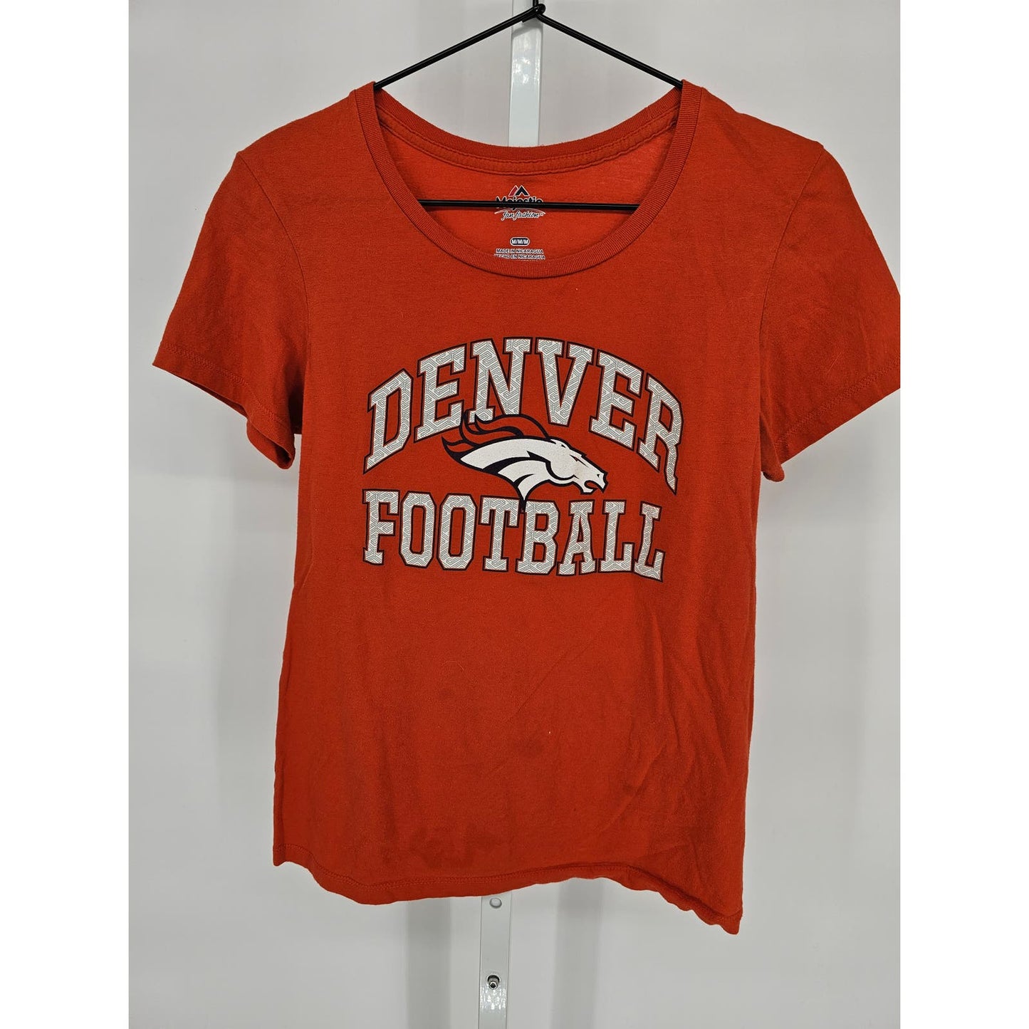 Denver Broncos Womens Sz M Short Sleeve T Shirt by Majestic NFL Football Orange