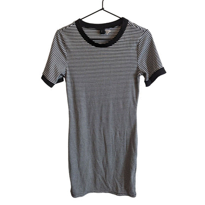 Divided by H7M Womens Sz 10 Black and White Ribbed Shirt Dress Striped