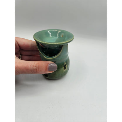 Vintage Tealight Candle Wax Warmer Avocado Green Ceramic Miniature