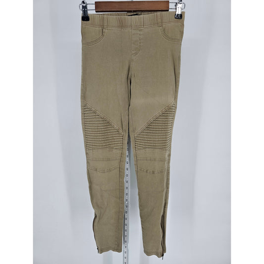 Beulah Womens Sz S Pull On Moto Style Leggings Beige