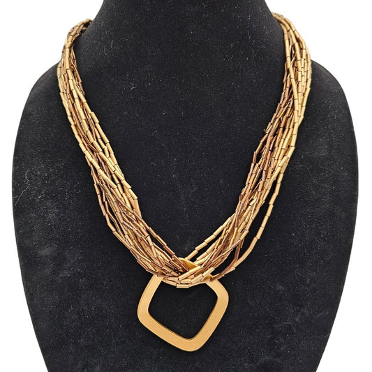 Coldwater Creek Womens Multi Strand Necklace Gold and Bronze Tone Beads