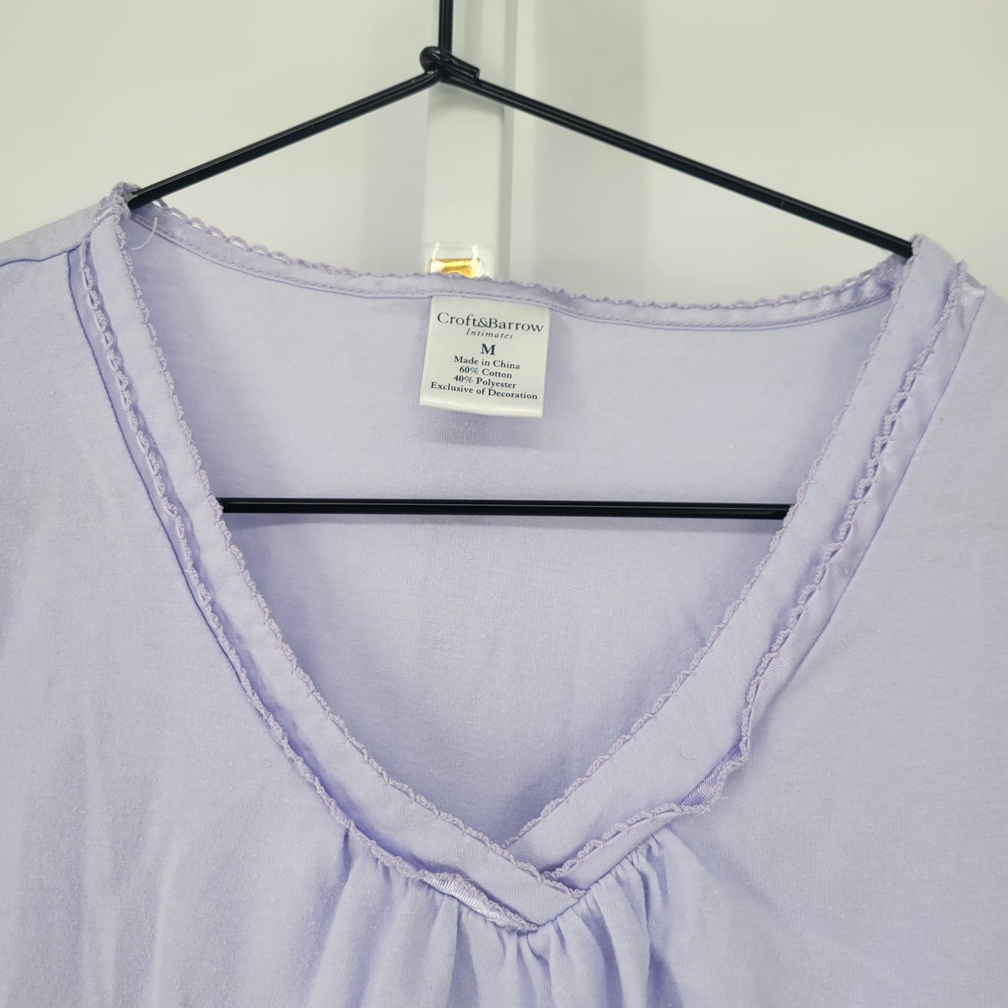Croft & Barrow Intimates Womens Sz M Short Sleeve Pajama Shirt Light Purple