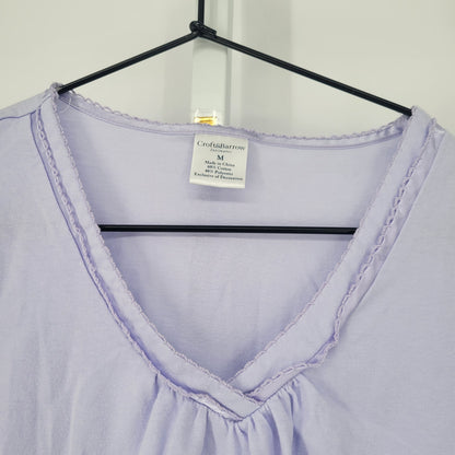 Croft & Barrow Intimates Womens Sz M Short Sleeve Pajama Shirt Light Purple